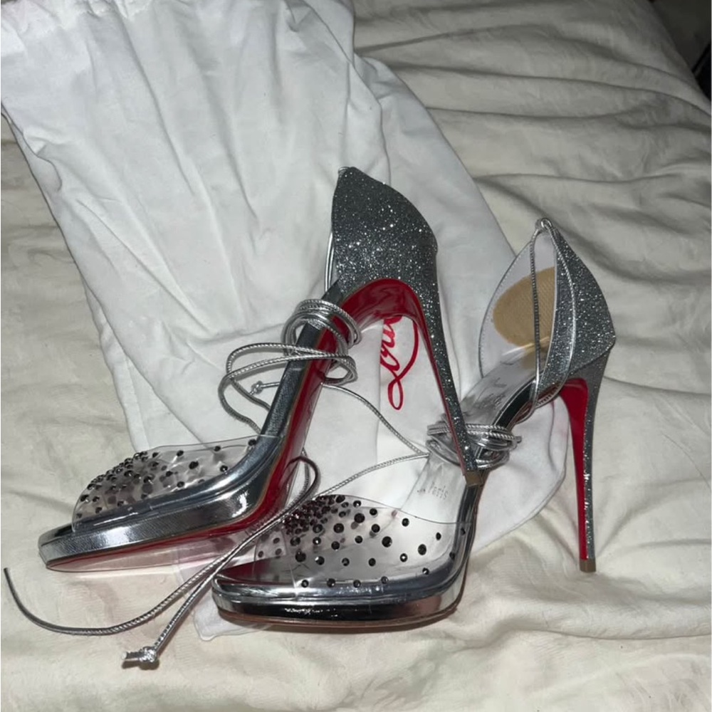 Silver Sparkle Loubiton Heels